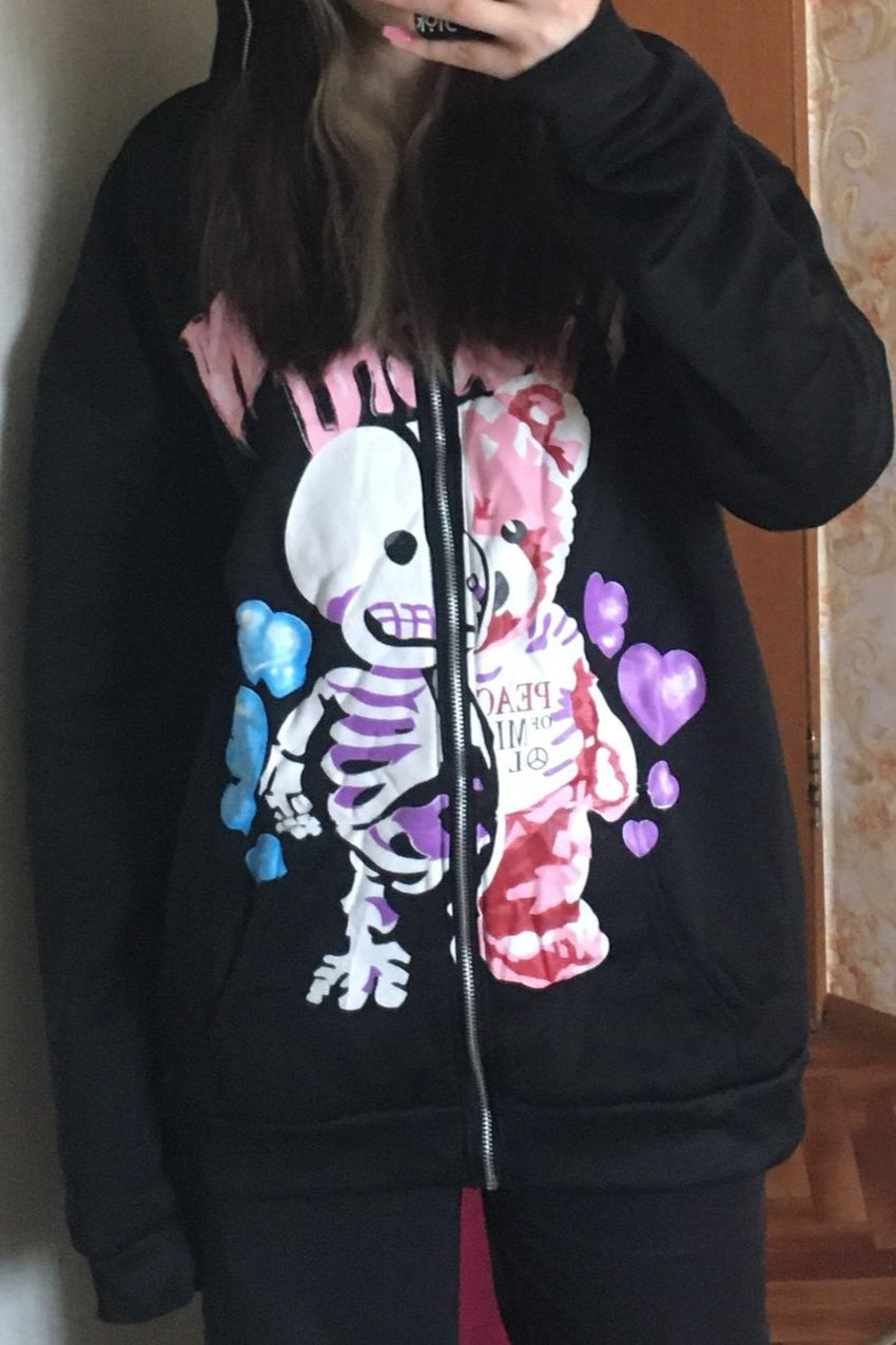 Street Style Skull Bear Hoodie Main image