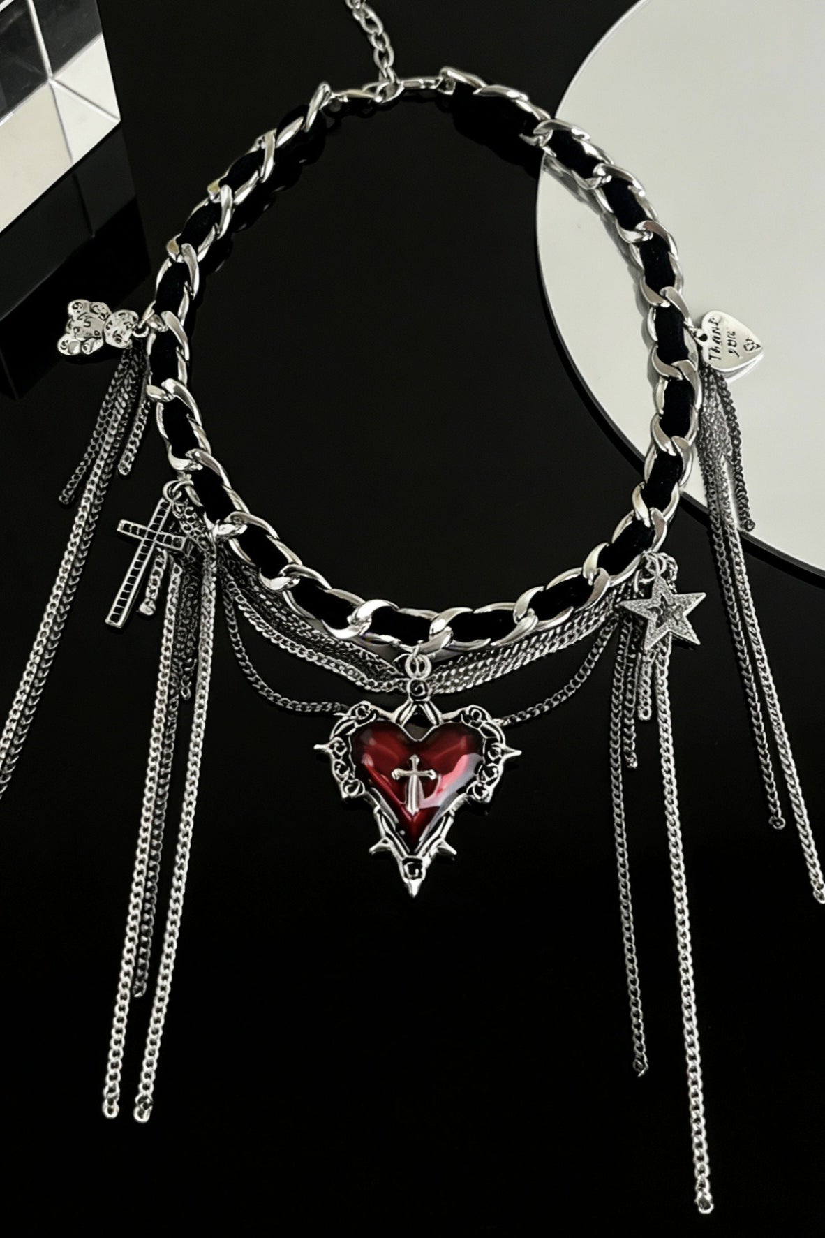 Heart Cross Chain Fringe Necklaces