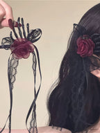 Gothic Skull Hand Rose Hair Accs