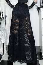 Gothic High Double Split Midi Skirt
