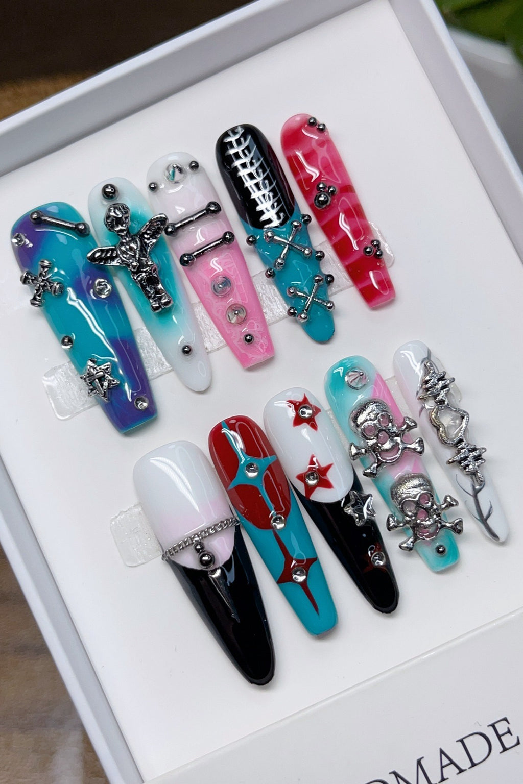 Colorful Y2K Millennial Subculture Press On Nails