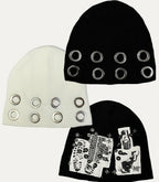Punk Metal Ring Hole Beanie Hat