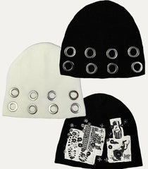 Punk Metal Ring Hole Beanie Hat