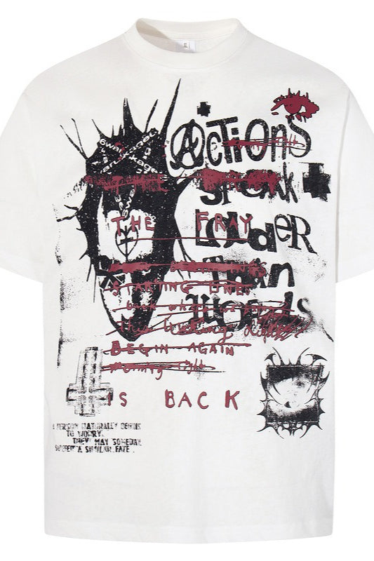 Punk Printed Loose Lightweight T-shirt Main image