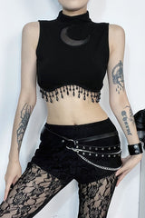 Moon Chain High Neck Crop Top