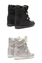 Star-Studded Velcro Wedge High-Top Sneakers