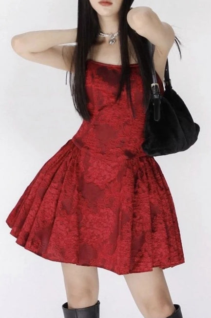 Floral Print Lace Backless Slim High Waist Mini Dress Main image
