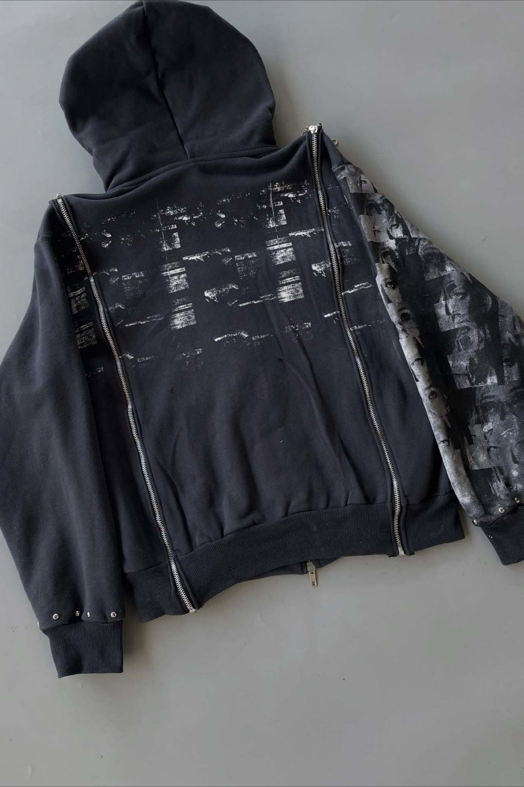 Asymmetric Graphic Panel Hoodies