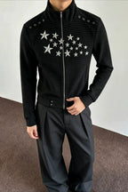 Star Studded Stand Collar Jackets