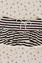 Striped Ruffle Drawstring Mini Skirt