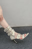 Studded Buckle Mid-Heel Sandals