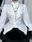 White Slim Fit Long Sleeve Blouse