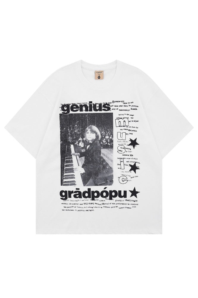 Punk Rock Print Loose Fit T-Shirt Secondary image