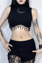 Moon Chain High Neck Crop Top