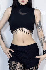 Moon Chain High Neck Crop Top