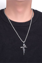 Vintage Cross Rose Necklace