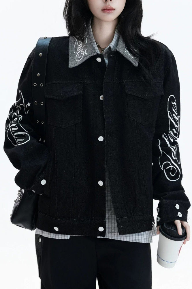 Embroidered Contrast Collar Jackets