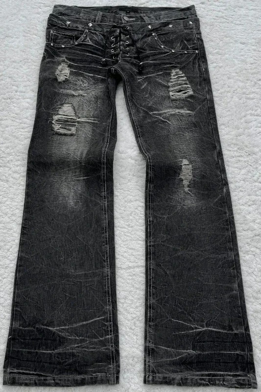 Retro Double Waist Lace-Up Flare Pants Main image