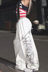 Street Rhinestone Gothic Letter Loose Pants