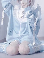Stitch Patchwork Ruffled Sweatshirt