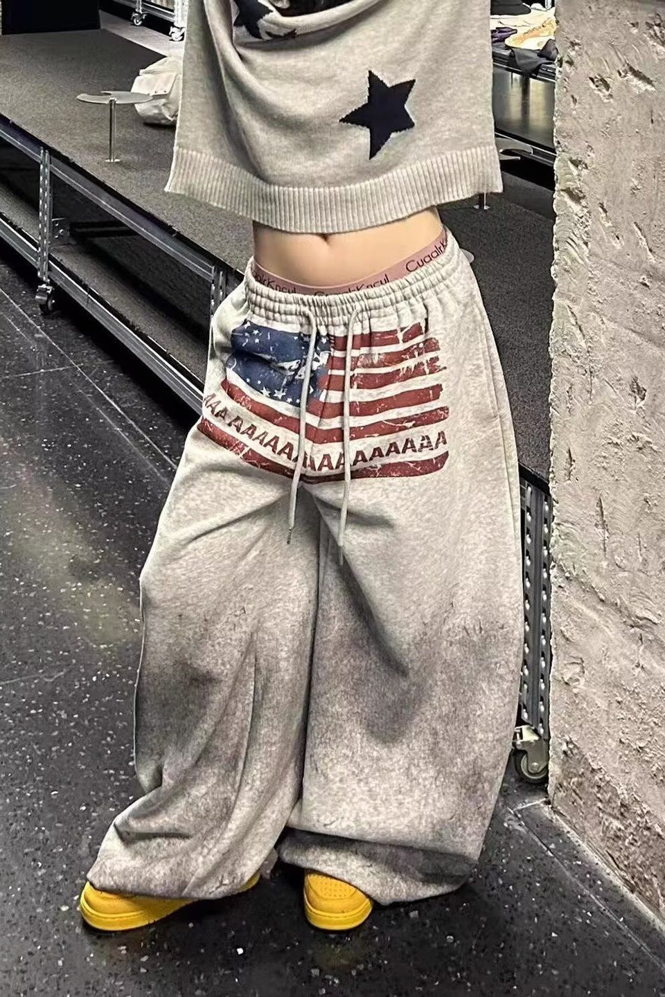 Lazy-Style Washed Tie-Dye Wide Leg Pants Main image