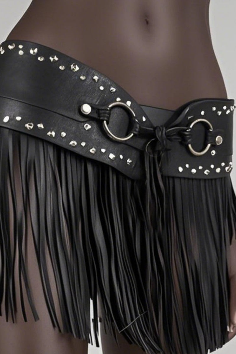Y2K Elastic Tassel Studded Belt