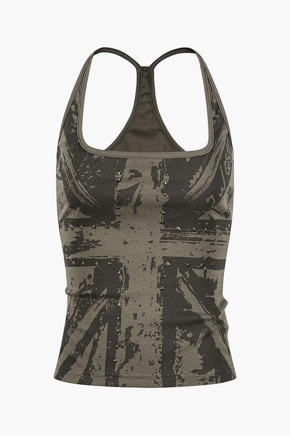 Flag Print Rhinestone Basic Tank Top Secondary image