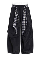 Plaid Accent Layered Wide Pants