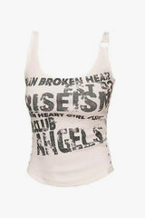 Vintage Washed Street Letter Print Tank Top