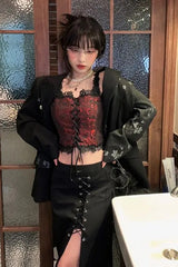 Inner Wear Lace-up Lace Hem Slim Corset