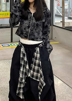 Street Style Star Print Zip-Up Hoodie