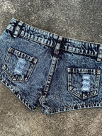 Edgy Vintage Rivet Split Denim Shorts
