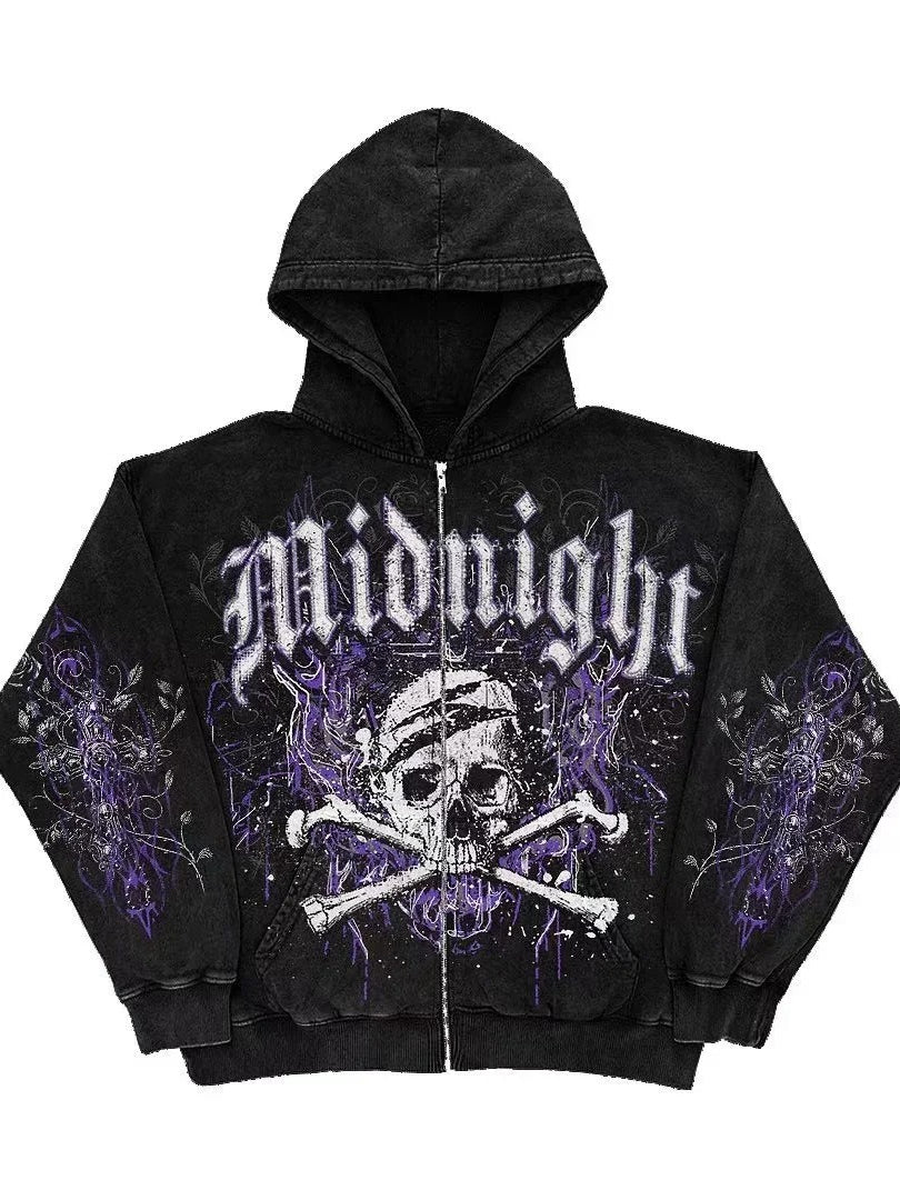 Punk Distressed Skull Eye Print Hoodie Secondary image
