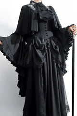 Gothic Light Lolita Long Flying Sleeve Vintage Blouse & Skirt Two Piece Set