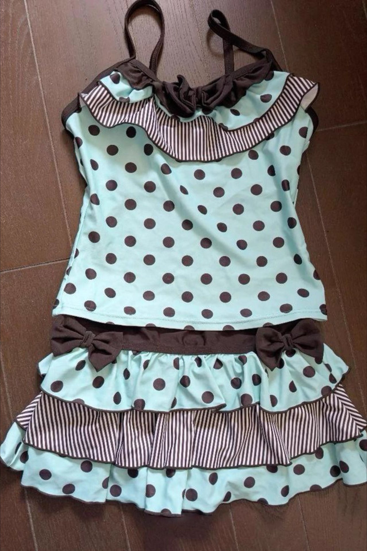 Polka Dot Bow Tank And Tiered Mini Skirt Set