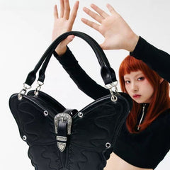 Y2K Punk Butterfly Pu Leather Gothic Versatile Large Capacity Trend Bag Halloween