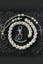White Turquoise Bone Cross Punk Waist Chain