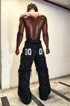 Zip Off Patchwork Wide Leg Cargo Jeans
