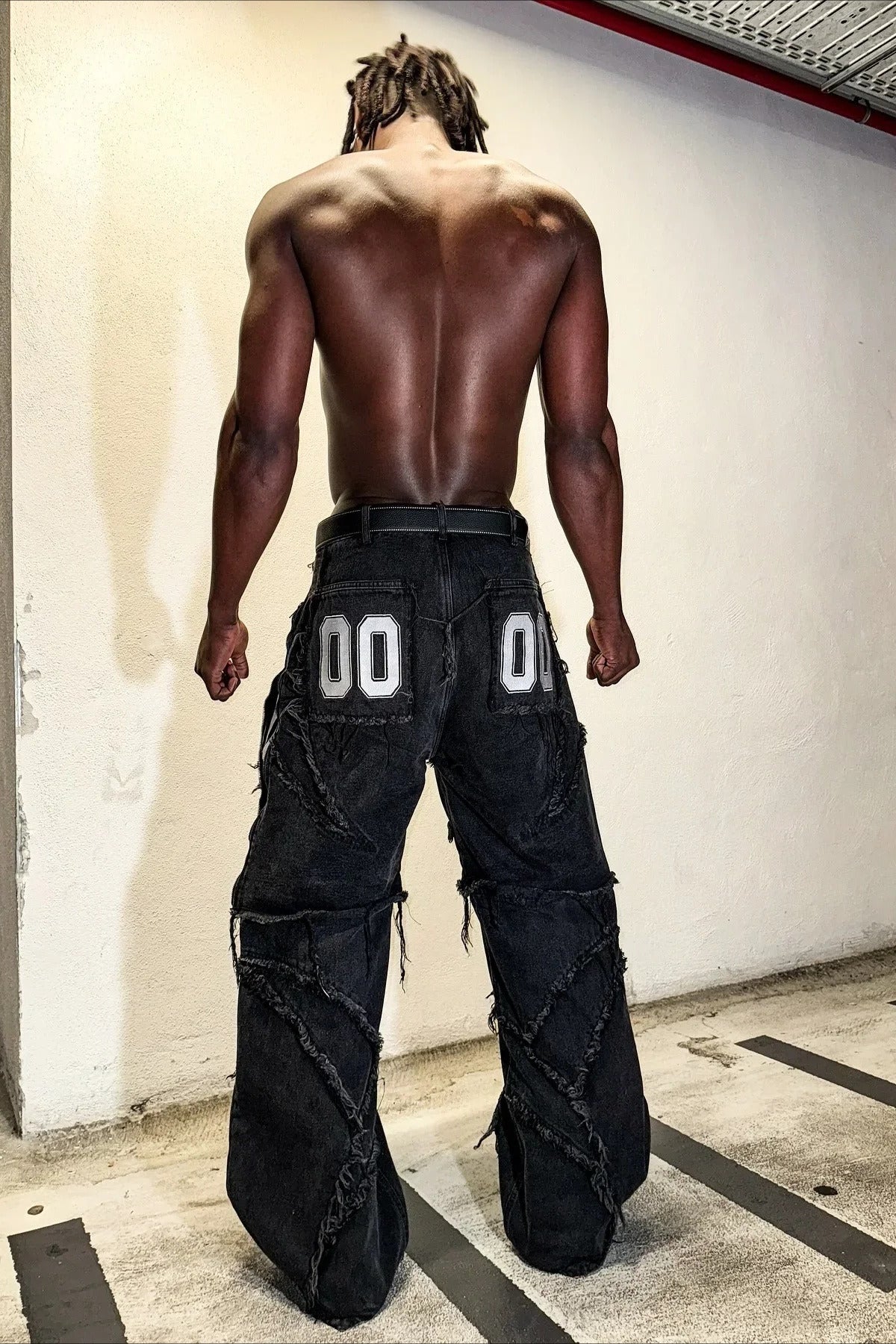 Zip Off Patchwork Wide Leg Cargo Jeans