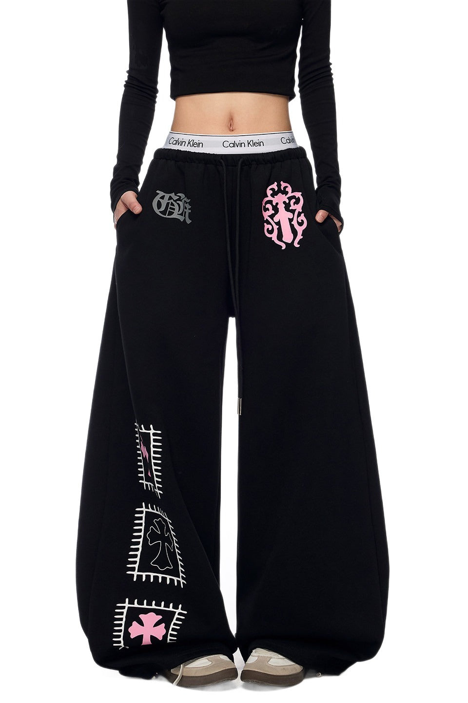 Skeleton Graphic Wide Leg Pants