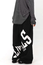 Oversized Letter Print Wide Pants
