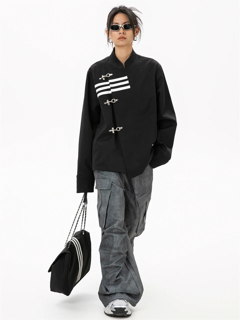 Relaxed Fit Mandarin Collar Jacket