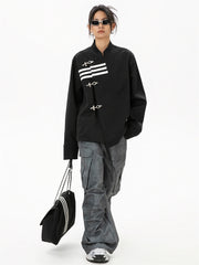 Relaxed Fit Mandarin Collar Jacket