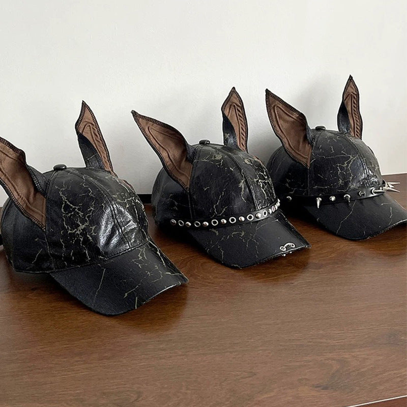 Y2K Punk Rivet Doberman Ear Baseball Hat Main image