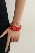 Rhinestone Resin Round Open Bracelet