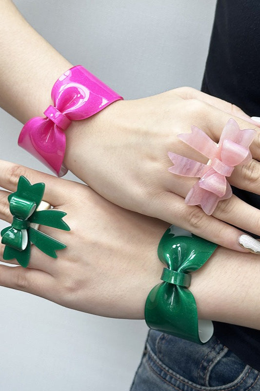Y2K Plain Bow Acrylic Bracelet