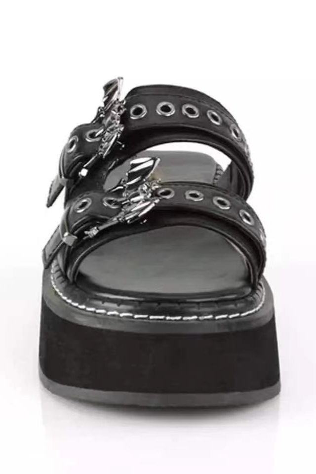Chain Buckle Platform Slide Sandals