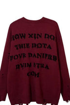 Distressed Graphic Crew Neck Sweaters