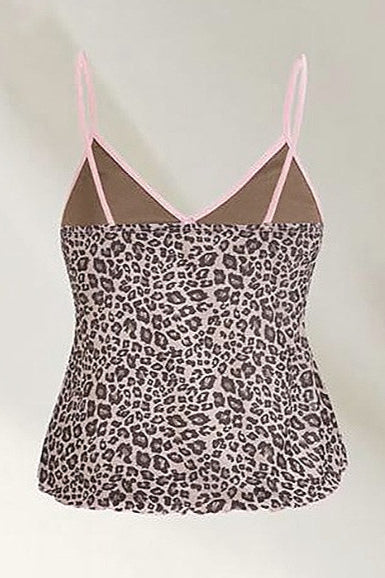Pink Leopard Bow Decor Cami