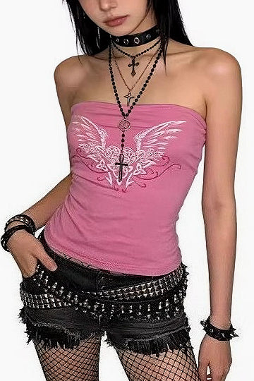 Y2K Wings Print Tube Tank Top Main image